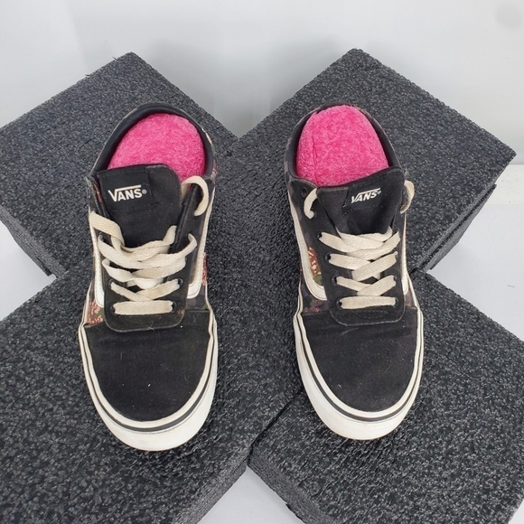 Vans Old Skool 508731 Low Top Black Floral Sneakers Size 4 Missy Youth Shoes - Picture 10 of 11